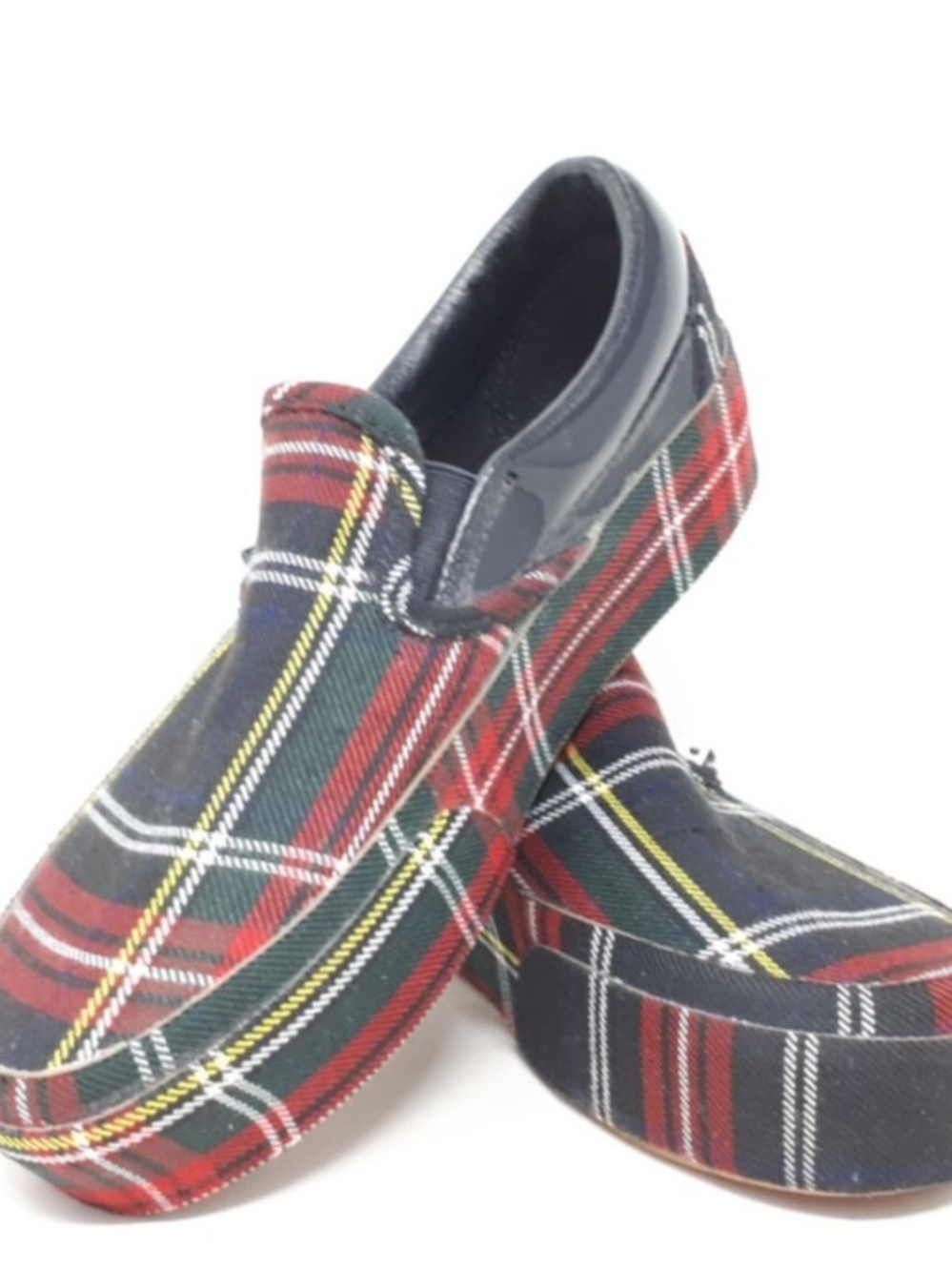 Vans Classic Slip-On Platform Patent Plaid Size M8 W9.5 Used Exc